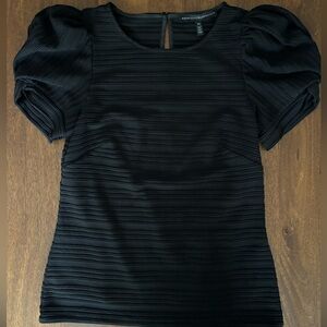 WHBM Black Braid Detail Puff Short Sleeve